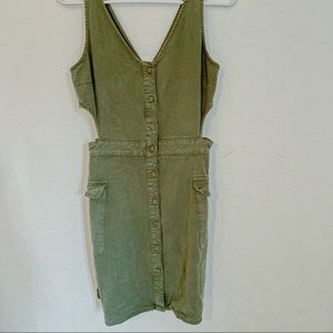 Topshop army green button up dress